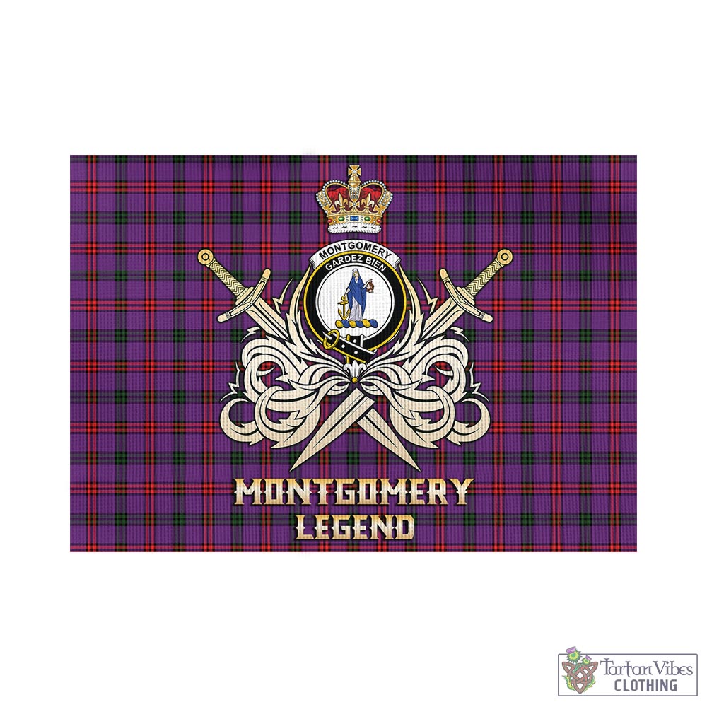 Tartan Vibes Clothing Montgomery Modern Tartan Flag with Clan Crest and the Golden Sword of Courageous Legacy