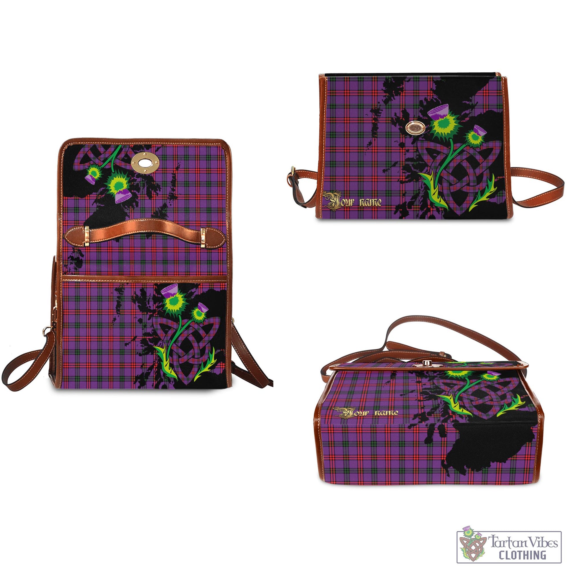 Tartan Vibes Clothing Montgomery Modern Tartan Waterproof Canvas Bag with Scotland Map and Thistle Celtic Accents