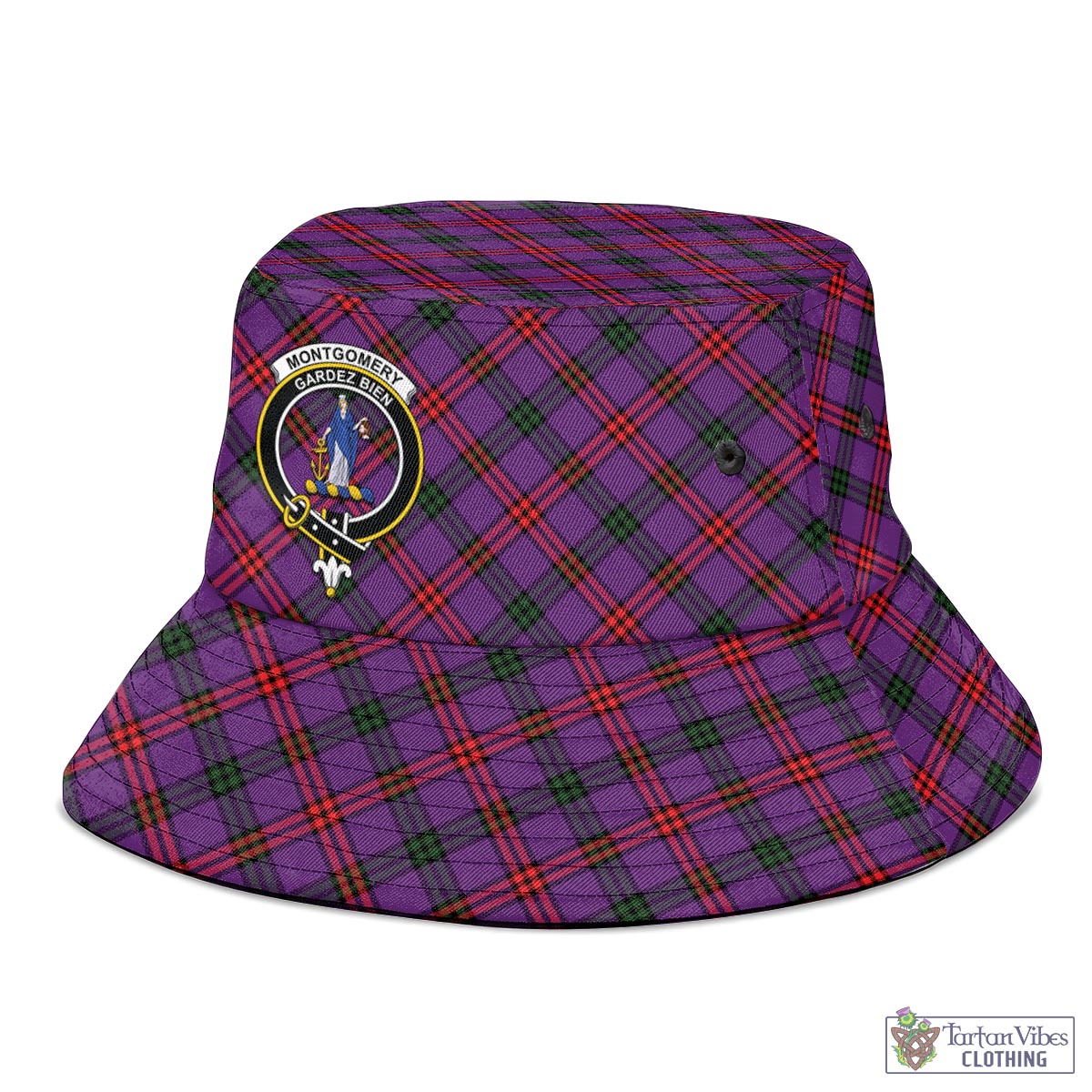 Tartan Vibes Clothing Montgomery Modern Tartan Bucket Hat with Family Crest