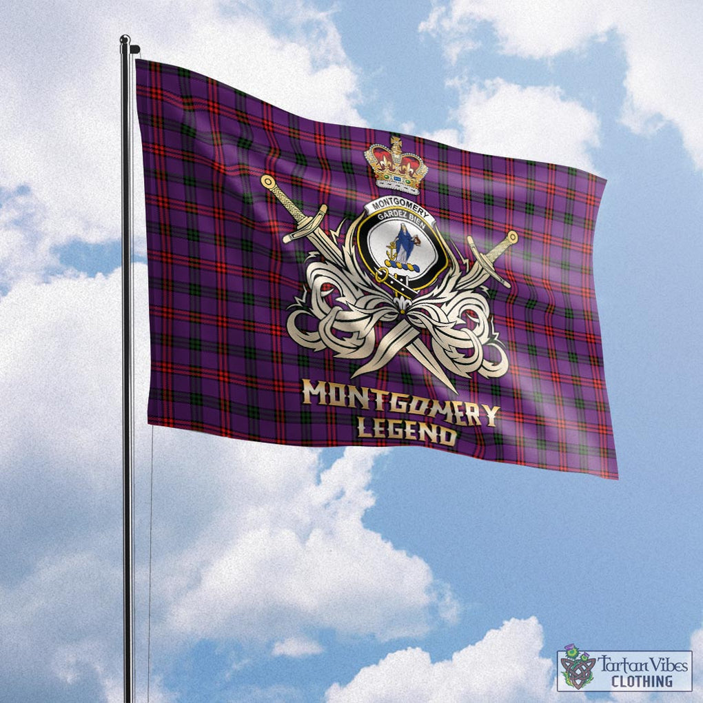 Tartan Vibes Clothing Montgomery Modern Tartan Flag with Clan Crest and the Golden Sword of Courageous Legacy