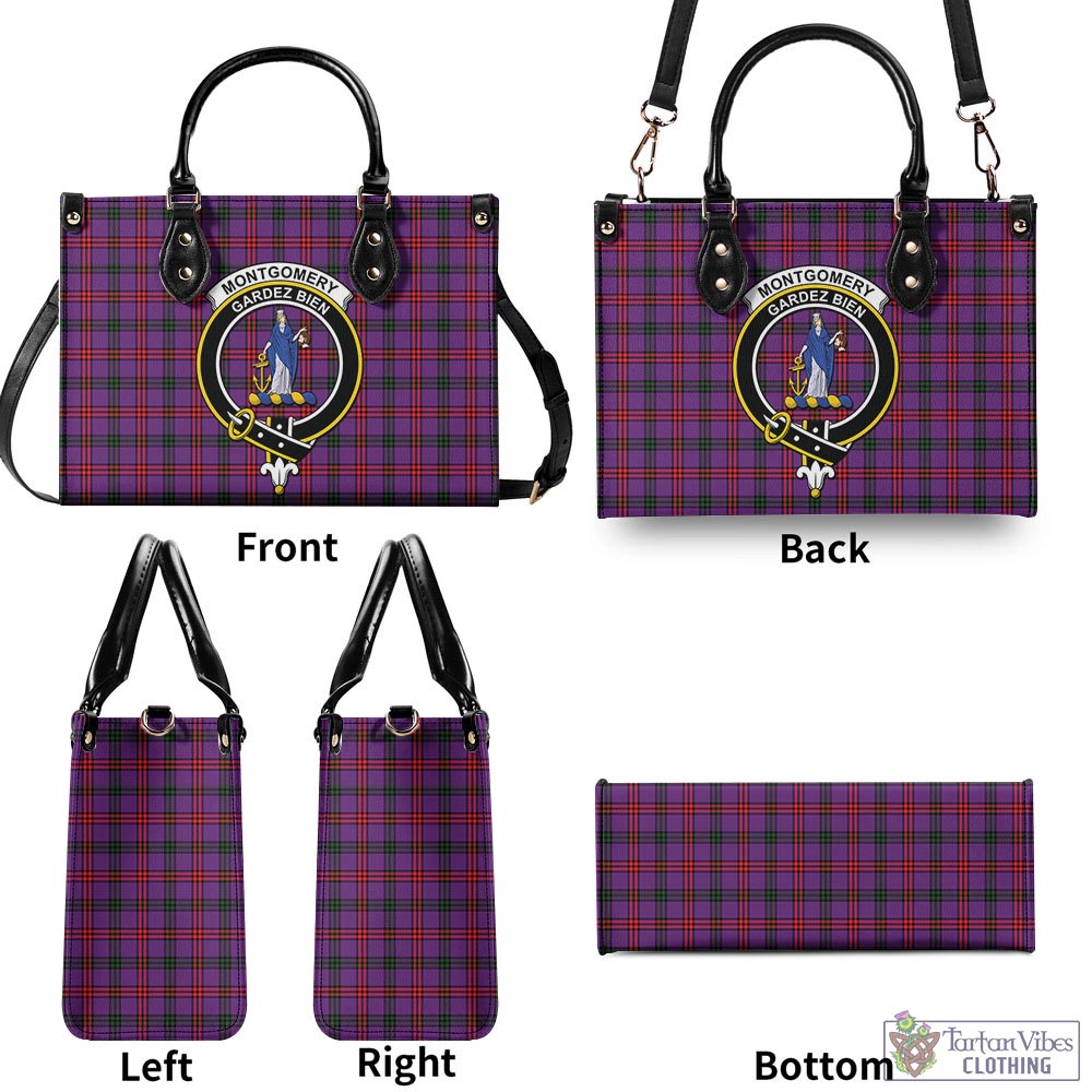 Tartan Vibes Clothing Montgomery Modern Tartan Luxury Leather Handbags with Family Crest