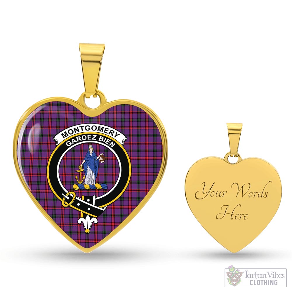 Tartan Vibes Clothing Montgomery Modern Tartan Heart Necklace with Family Crest