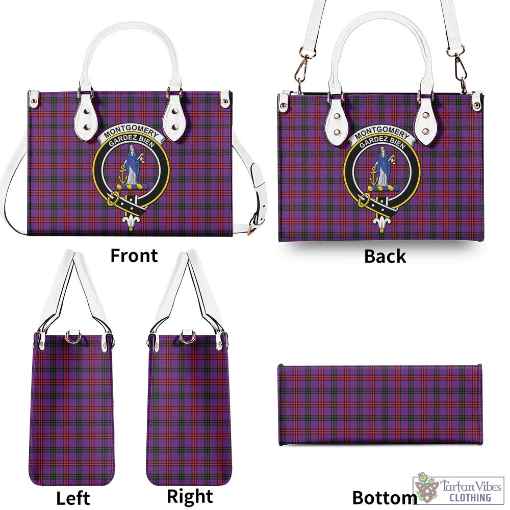 Tartan Vibes Clothing Montgomery Modern Tartan Luxury Leather Handbags with Family Crest