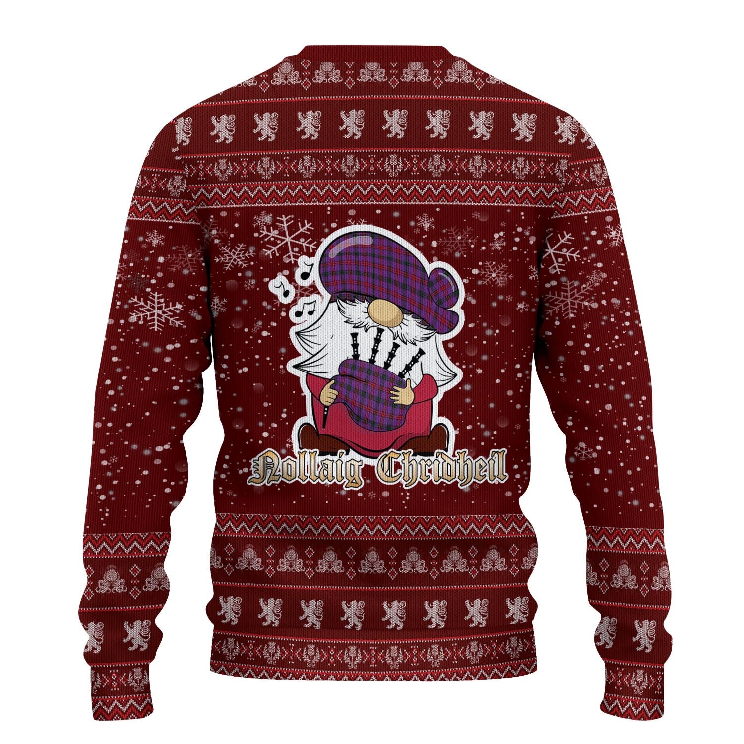 Montgomery Modern Clan Christmas Family Knitted Sweater with Funny Gnome Playing Bagpipes - Tartanvibesclothing