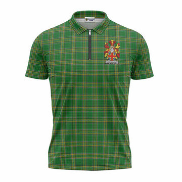 Montmorency Irish Clan Tartan Zipper Polo Shirt with Coat of Arms