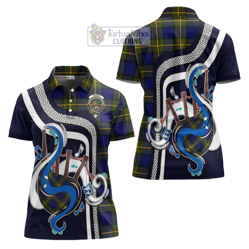 Tartan Vibes Clothing Moore Tartan Women's Polo Shirt with Epic Bagpipe Style