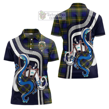 Moore Tartan Women's Polo Shirt with Epic Bagpipe Style