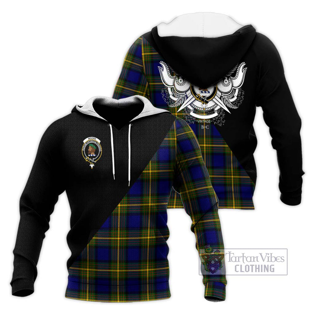 Moore Tartan Knitted Hoodie with Family Crest and Military Logo Style Unisex Knitted Pullover Hoodie - Tartanvibesclothing Shop