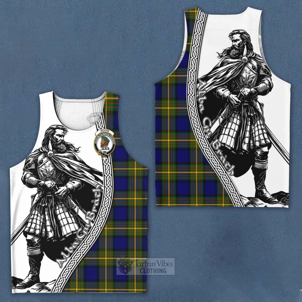 Tartan Vibes Clothing Moore Tartan Clan Crest Men's Tank Top with Highlander Warrior Celtic Style