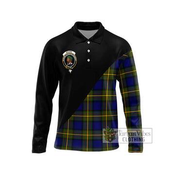 Moore Tartan Long Sleeve Polo Shirt with Family Crest and Military Logo Style