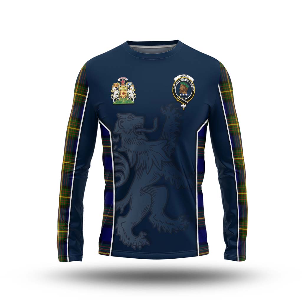 Tartan Vibes Clothing Moore Tartan Long Sleeve T-Shirt with Family Crest and Lion Rampant Vibes Sport Style