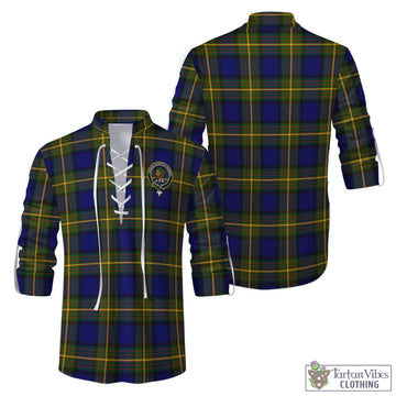 Moore Tartan Men's Scottish Traditional Jacobite Ghillie Kilt Shirt with Family Crest