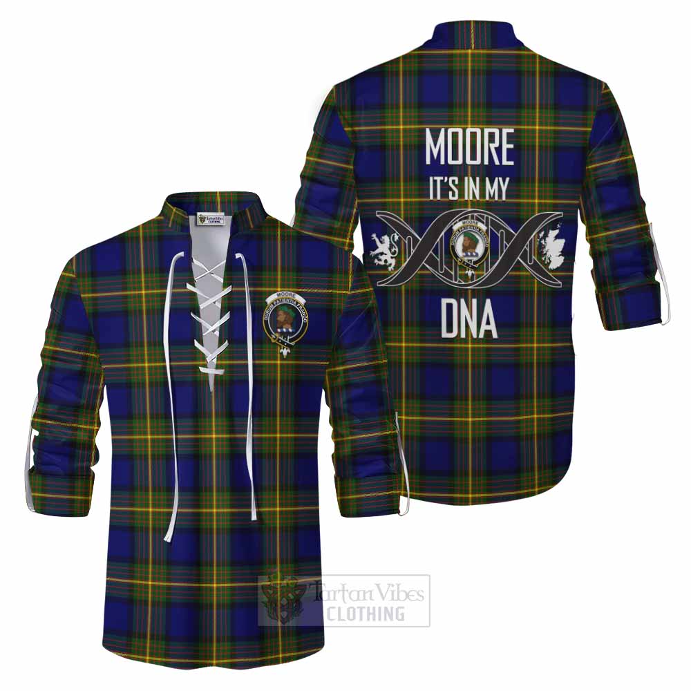 Tartan Vibes Clothing Moore Tartan Ghillie Kilt Shirt with Family Crest DNA In Me Style