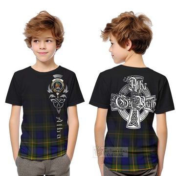 Moore Tartan Kid T-Shirt Featuring Alba Gu Brath Family Crest Celtic Inspired