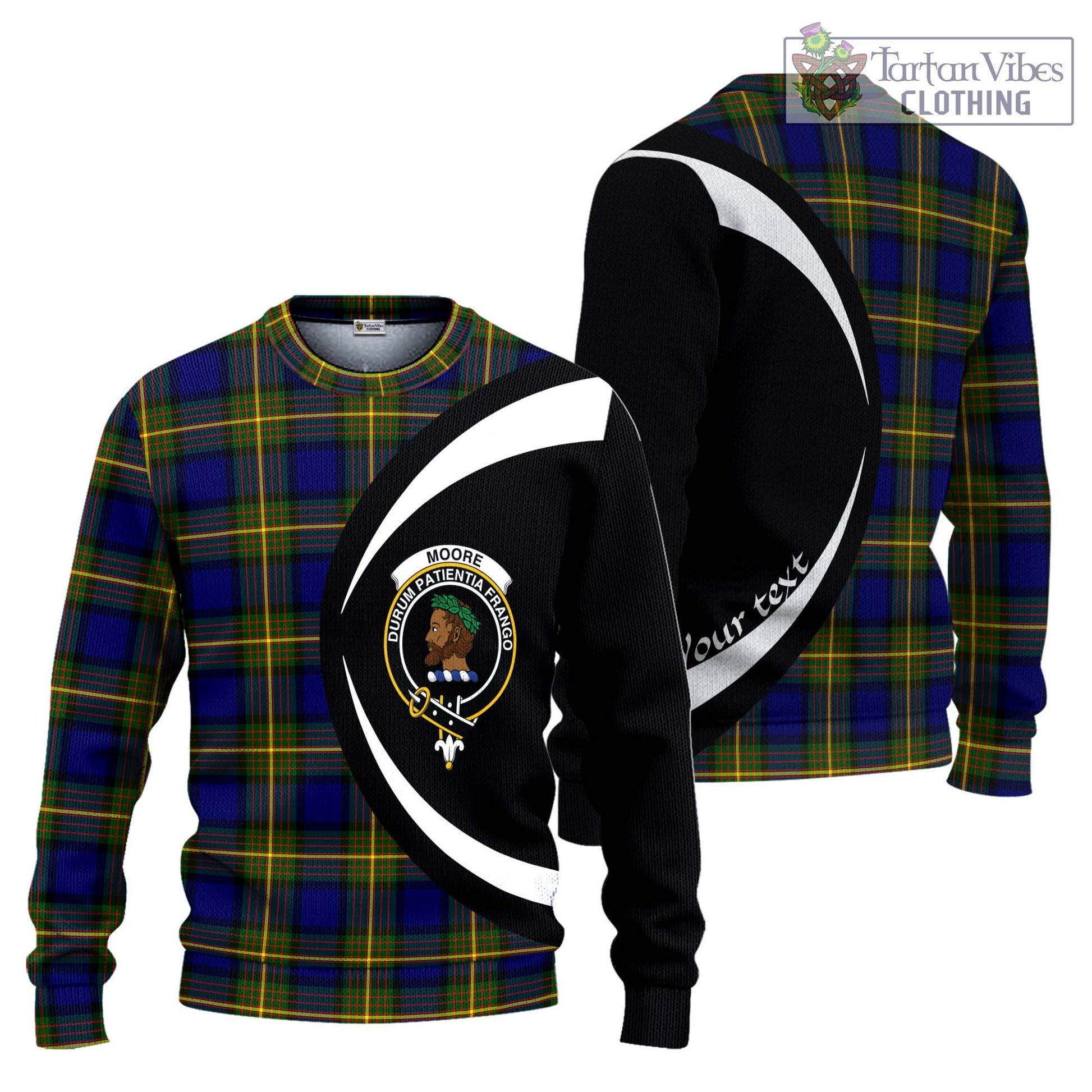 Moore Tartan Knitted Sweater with Family Crest Circle Style Unisex - Tartan Vibes Clothing