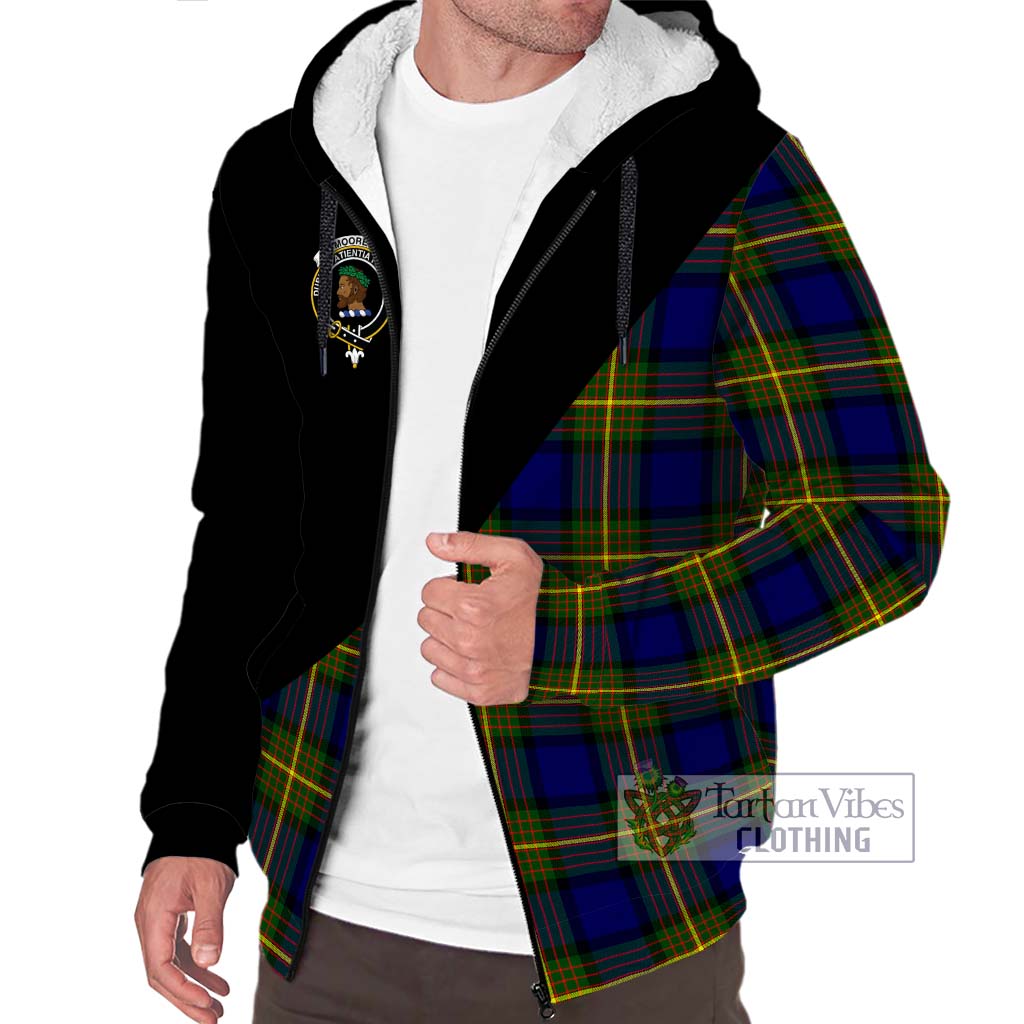 Tartan Vibes Clothing Moore Tartan Sherpa Hoodie with Family Crest and Military Logo Style