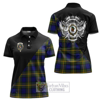 Moore Tartan Women's Polo Shirt with Family Crest and Military Logo Style