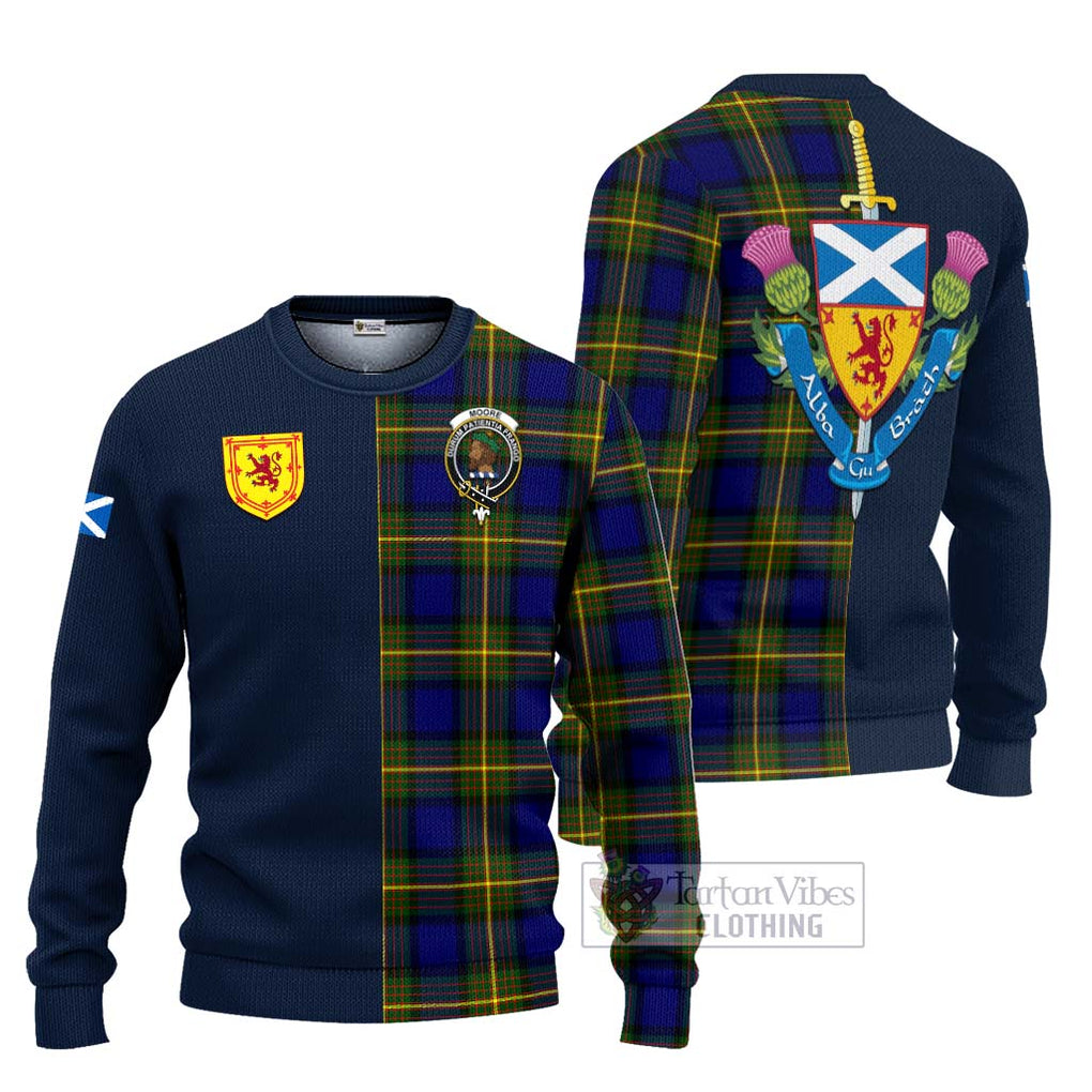 Tartan Vibes Clothing Moore Tartan Knitted Sweater with Scottish Lion Royal Arm Half Style