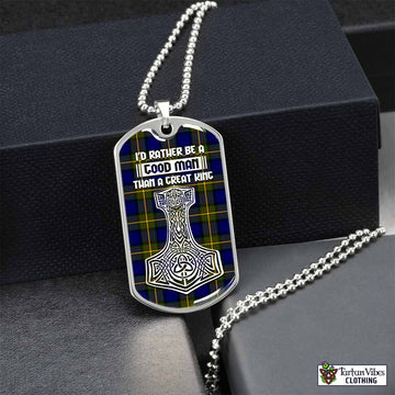 Moore Tartan Dog Tag Necklace Viking Mjolnir Style