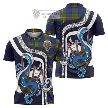 Moore Tartan Zipper Polo Shirt with Epic Bagpipe Style