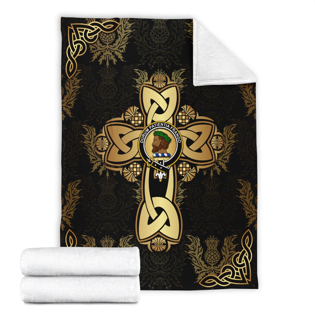 Moore Clan Blanket Gold Thistle Celtic Style - Tartanvibesclothing