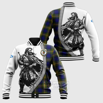 Moore Tartan Clan Crest Baseball Jacket with Highlander Warrior Celtic Style