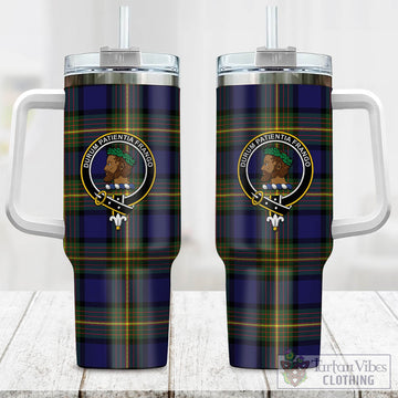 Moore Tartan Tumbler with Handle with Family Crest One Size 40 OZ - Tartan Vibes Clothing
