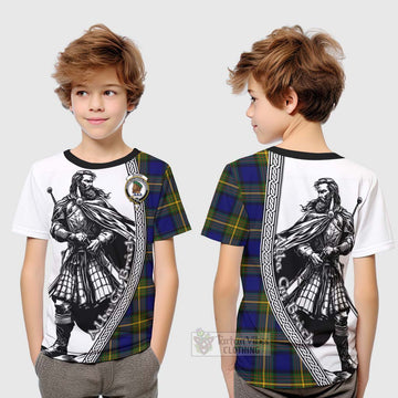 Moore Tartan Clan Crest Kid T-Shirt with Highlander Warrior Celtic Style