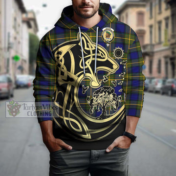 Moore Tartan Hoodie with Family Crest Celtic Wolf Style
