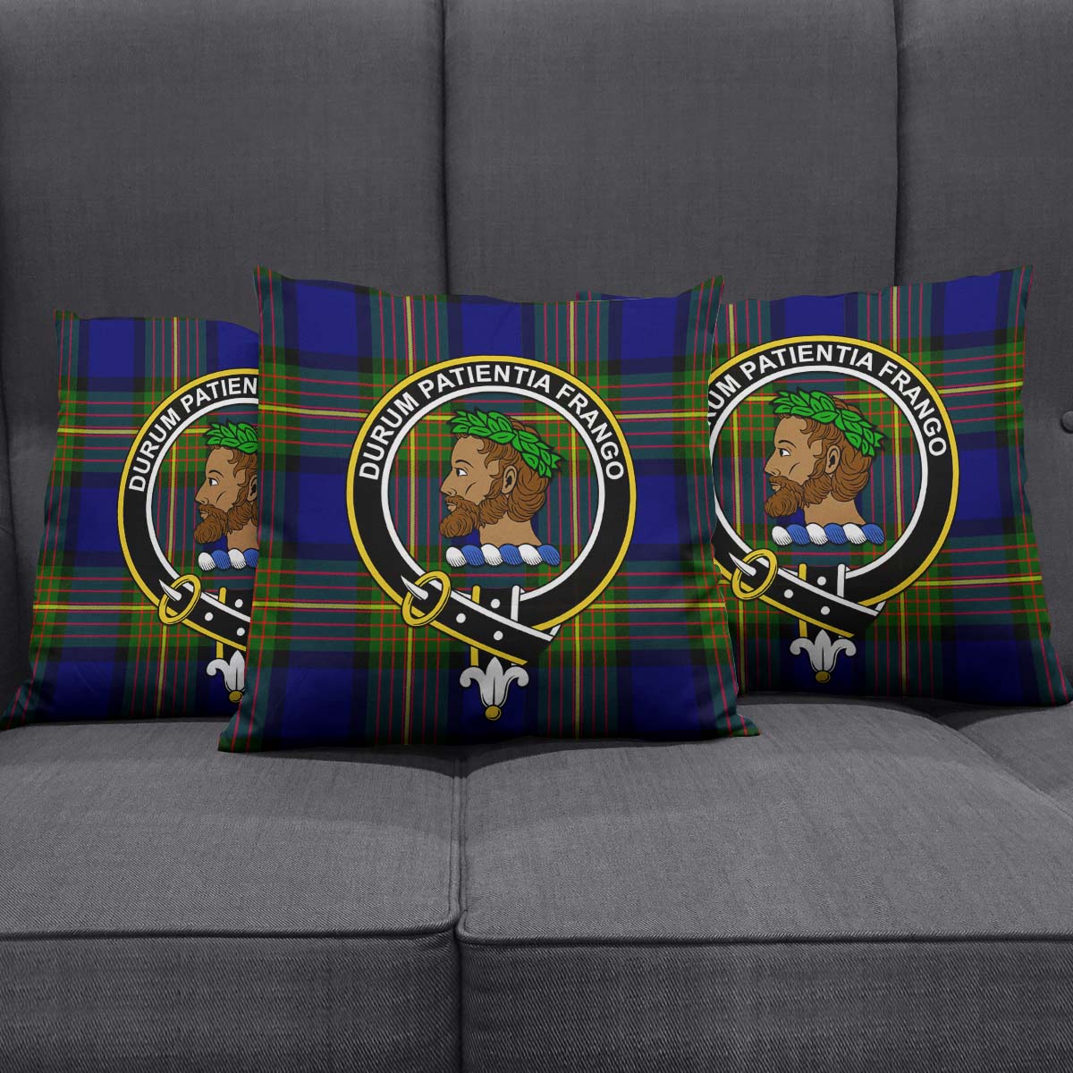 Moore Tartan Pillow Cover with Family Crest Square Pillow Cover - Tartanvibesclothing