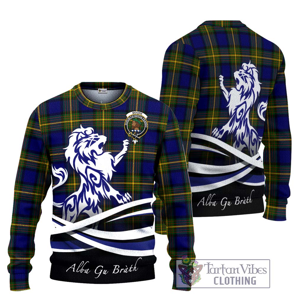 Tartan Vibes Clothing Moore Tartan Knitted Sweater with Alba Gu Brath Regal Lion Emblem