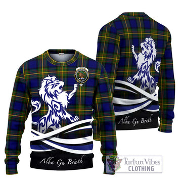 Moore Tartan Knitted Sweater with Alba Gu Brath Regal Lion Emblem