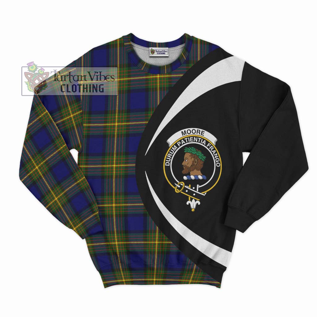 Moore Tartan Sweatshirt with Family Crest Circle Style Unisex - Tartan Vibes Clothing