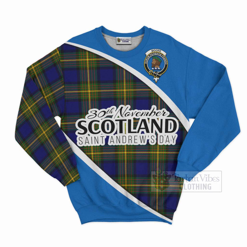 Tartan Vibes Clothing Moore Family Crest Tartan Sweatshirt Celebrate Saint Andrew's Day in Style