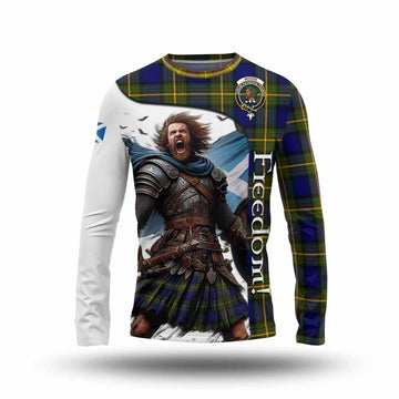 Moore Crest Tartan Long Sleeve T-Shirt Inspired by the Freedom of Scottish Warrior