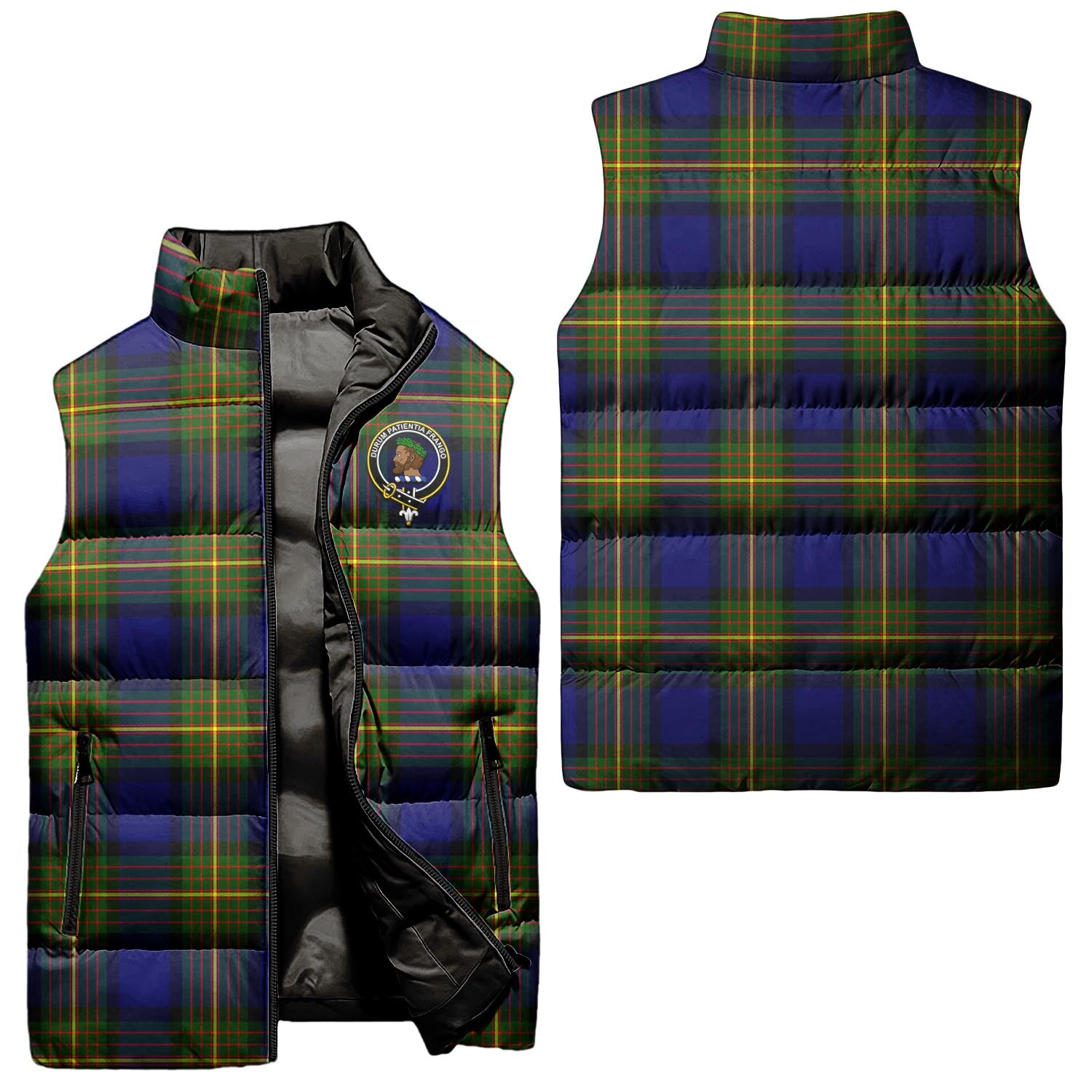 Moore Tartan Sleeveless Puffer Jacket with Family Crest Unisex - Tartanvibesclothing