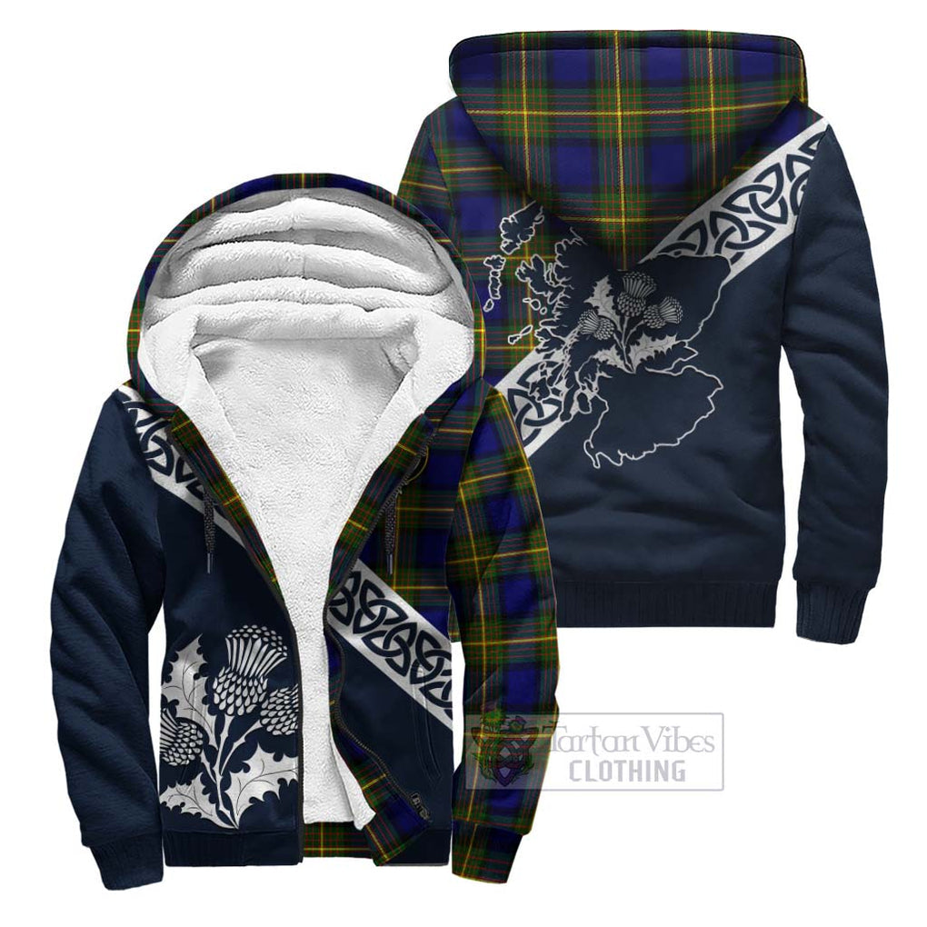 Tartan Vibes Clothing Moore Tartan Sherpa Hoodie Featuring Thistle and Scotland Map