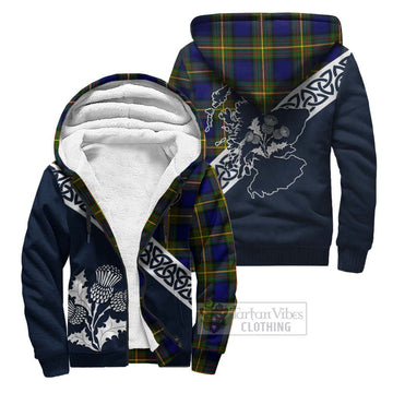 Moore Tartan Sherpa Hoodie Featuring Thistle and Scotland Map