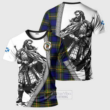 Moore Tartan Clan Crest T-Shirt with Highlander Warrior Celtic Style