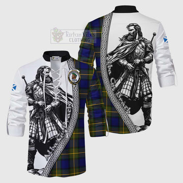 Moore Tartan Clan Crest Ghillie Kilt Shirt with Highlander Warrior Celtic Style