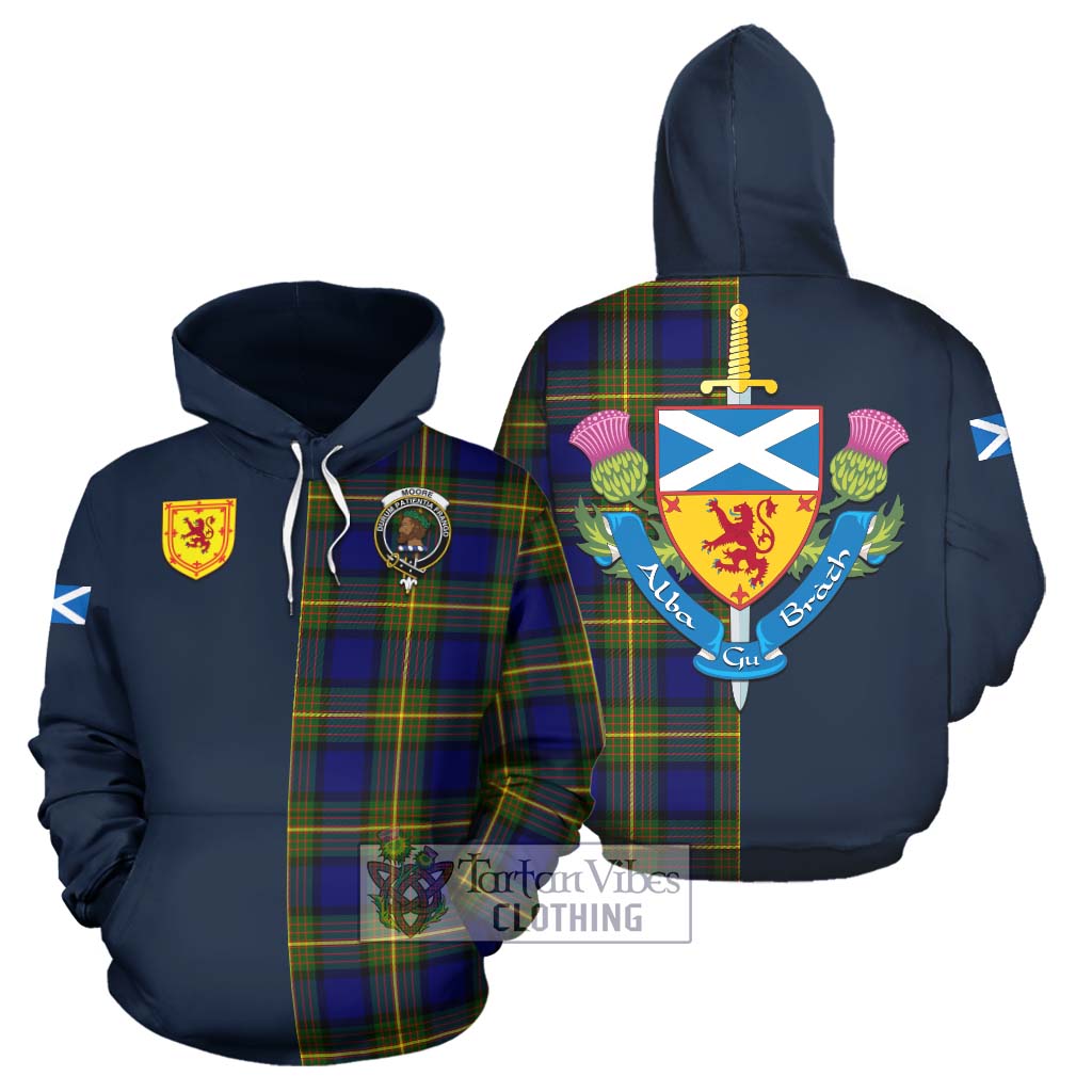 Tartan Vibes Clothing Moore Tartan Hoodie with Scottish Lion Royal Arm Half Style