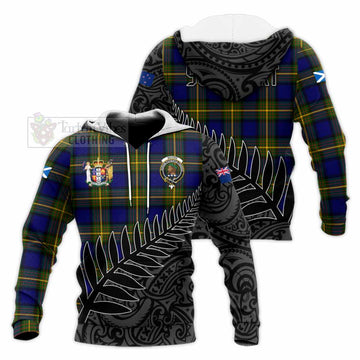 Moore Crest Tartan Knitted Hoodie with New Zealand Silver Fern Half Style