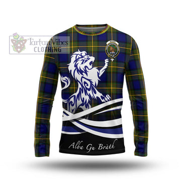 Moore Tartan Long Sleeve T-Shirt with Alba Gu Brath Regal Lion Emblem