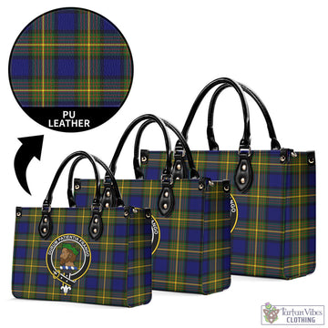 Moore Tartan Luxury Leather Handbags with Family Crest