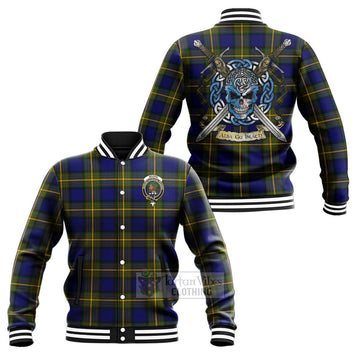 Moore Tartan Baseball Jacket with Family Crest Celtic Skull Style