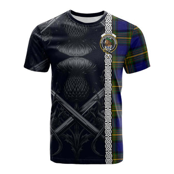 Moore Tartan Cotton T-shirt with Family Crest Cross Sword Thistle Celtic Vibes Kid's Shirt - Tartan Vibes Clothing