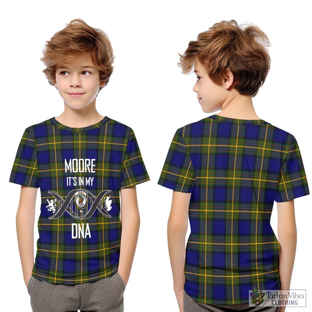 Tartan Vibes Clothing Moore Tartan Kid T-Shirt with Family Crest DNA In Me Style