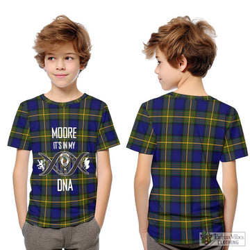 Moore Tartan Kid T-Shirt with Family Crest DNA In Me Style