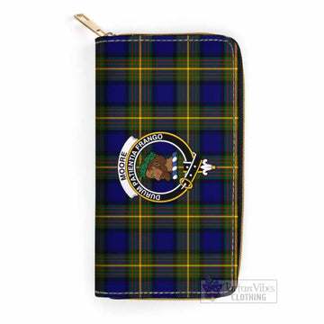 Moore Tartan Women's Leather Wallet with Family Crest One Size 19.7*10.5*3.5 cm - Tartan Vibes Clothing