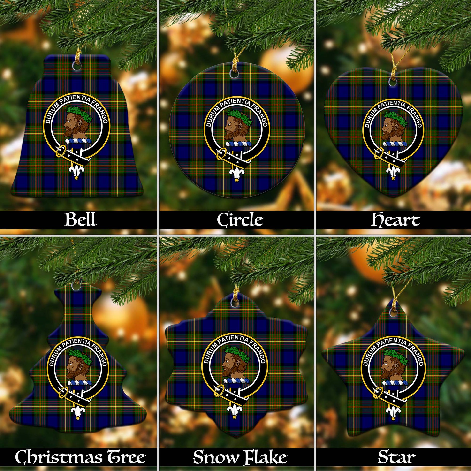 Moore Tartan Christmas Ornaments with Family Crest - Tartanvibesclothing